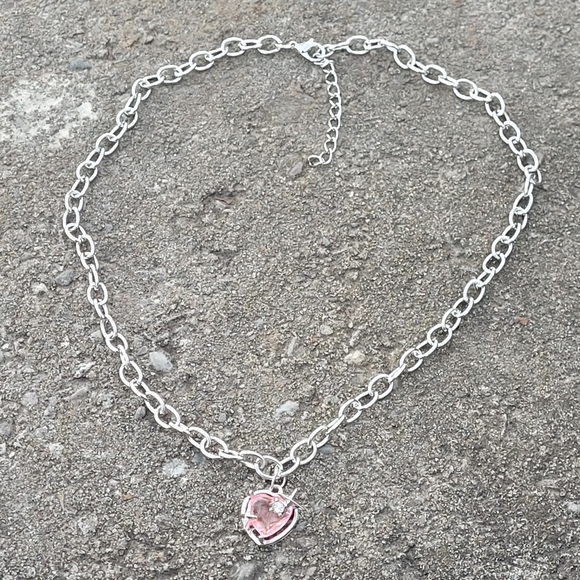 Pink Heart Crystal Necklace - Picture 4 of 4
